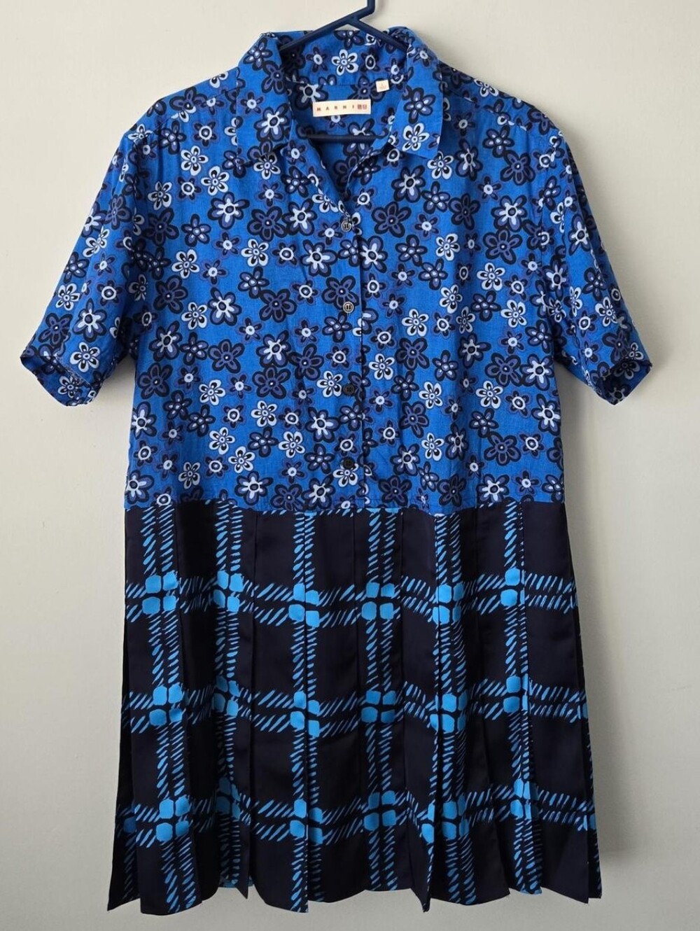 Marni × Uniqlo Blue Plaid Floral Dress